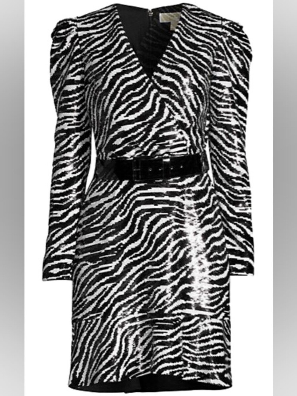 NWT Michael Kors MK Full Sequin Black & White Longsleeve Dress